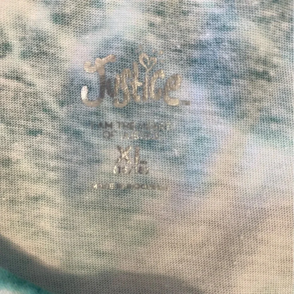 Justice Green Tie-dye Short Sleeve Tee T-shirt With Sequines Size XL (16/18) NWT